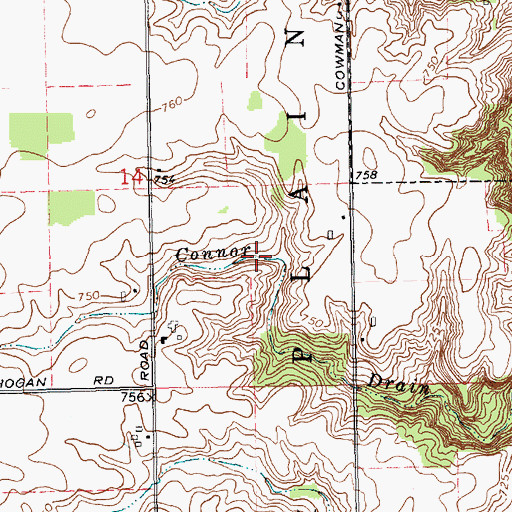 Topographic Map of Connor Drain, MI