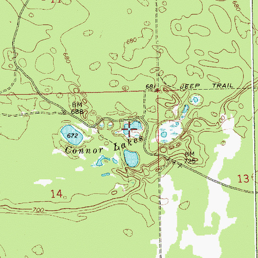 Topographic Map of Connor Lakes, MI