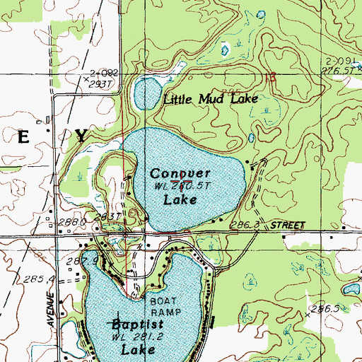 Topographic Map of Conover Lake, MI