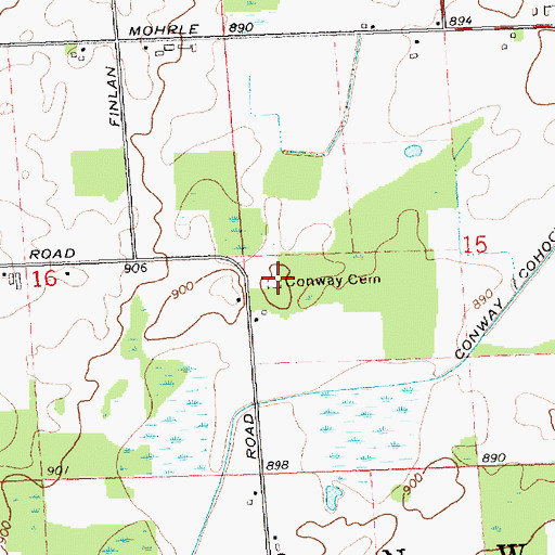 Topographic Map of Conway Klein Cemetery, MI