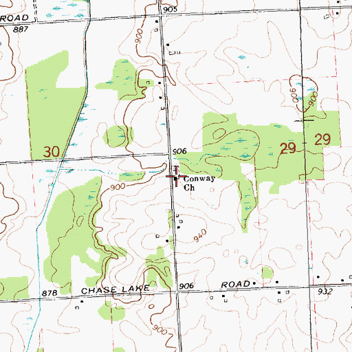 Topographic Map of Conway Church, MI