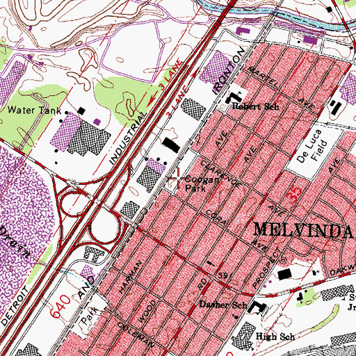 Topographic Map of Coogan Park, MI