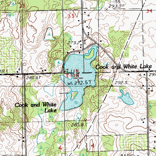 Topographic Map of Cook and White Lake, MI