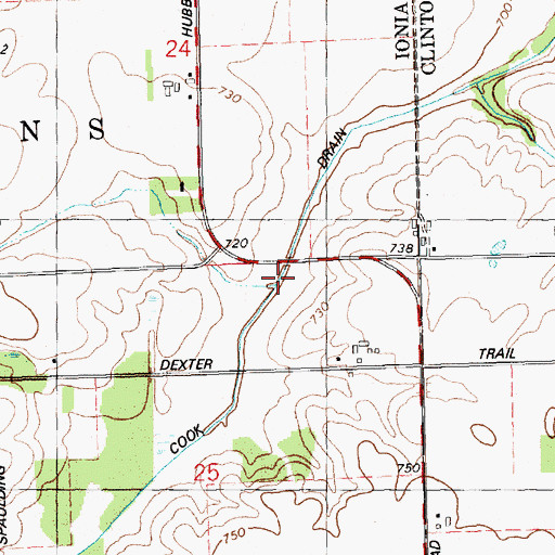 Topographic Map of Cook Drain, MI