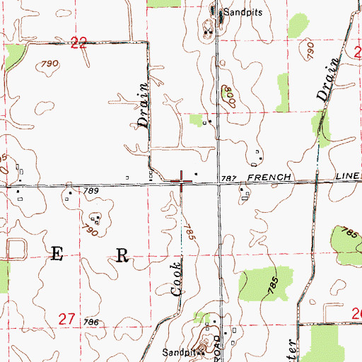 Topographic Map of Cook Drain, MI