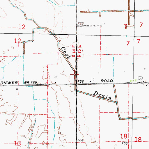 Topographic Map of Cook Drain, MI