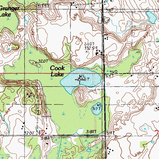 Topographic Map of Cook Lake, MI