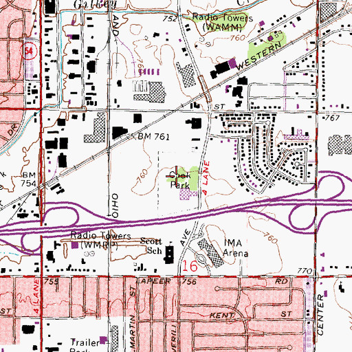 Topographic Map of Cook Park, MI