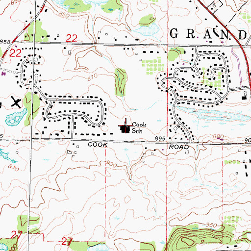 Topographic Map of Cook School, MI