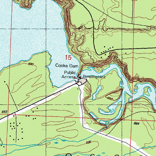 Topographic Map of Cooke Dam, MI