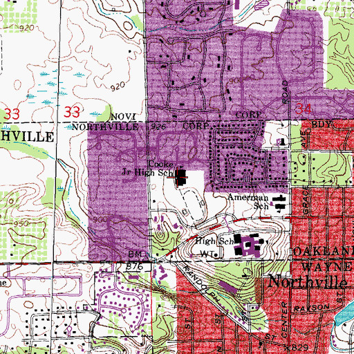 Topographic Map of Cooke Junior High School, MI