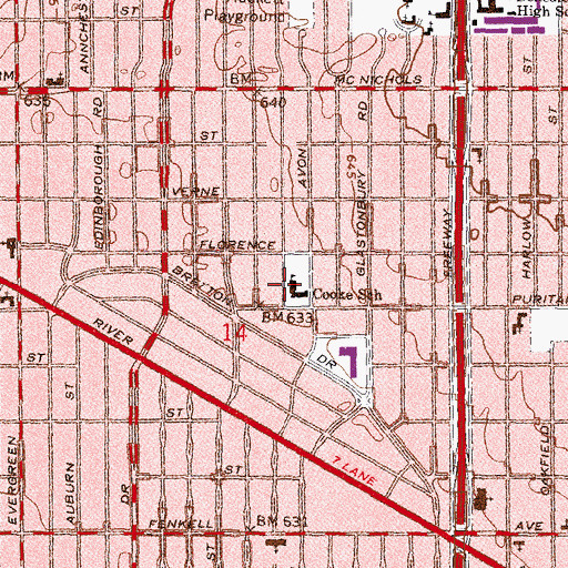 Topographic Map of Cooke School, MI