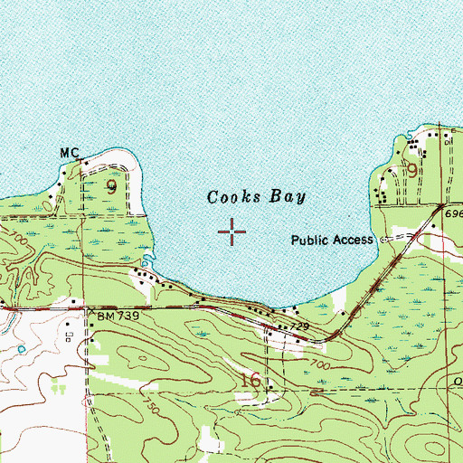 Topographic Map of Cooks Bay, MI