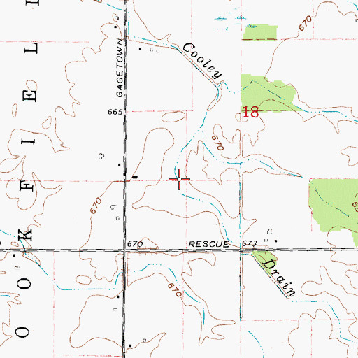 Topographic Map of Cooley Drain, MI