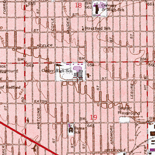 Topographic Map of Cooley High School, MI