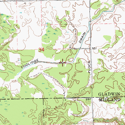 Topographic Map of Coolidge Drain, MI