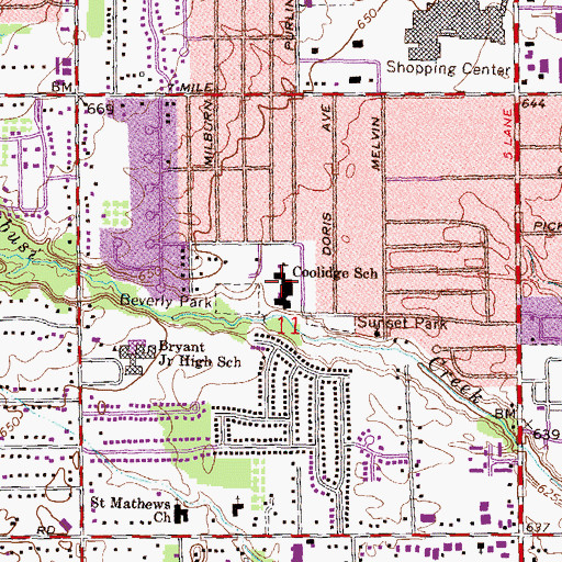 Topographic Map of Coolidge School, MI