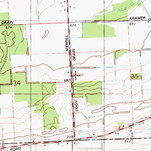 Topographic Map of Coon Drain, MI