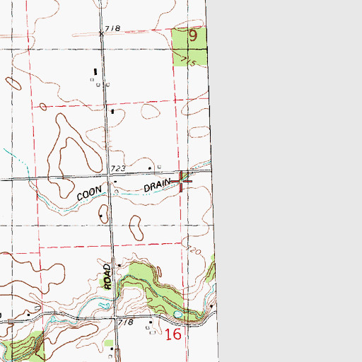 Topographic Map of Coon Drain, MI