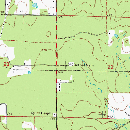 Topographic Map of Bethel Church (historical), AR