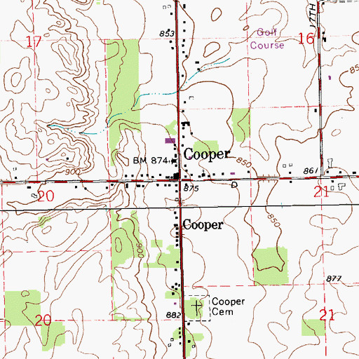 Topographic Map of Cooper, MI