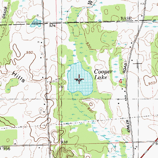 Topographic Map of Cooper Lake, MI