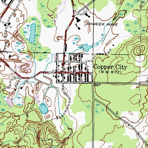 Topographic Map of Copper City, MI