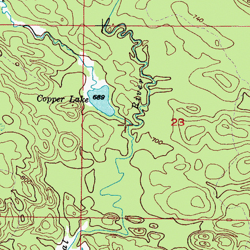 Topographic Map of Copper Creek, MI