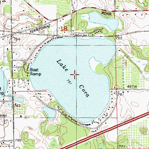 Topographic Map of Lake Cora, MI