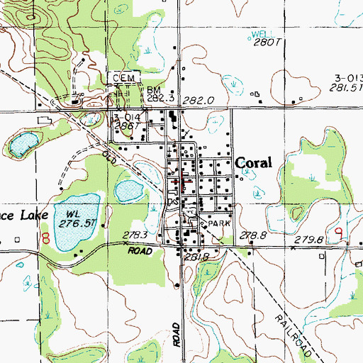 Topographic Map of Coral, MI