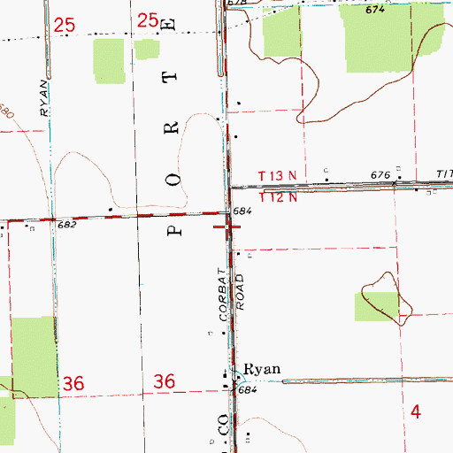 Topographic Map of Corbat Drain, MI