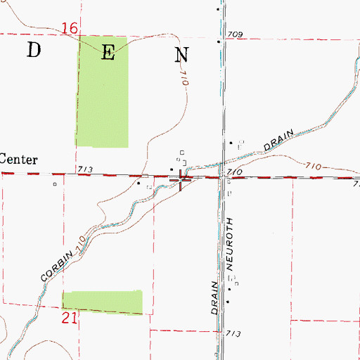 Topographic Map of Corbin Drain, MI