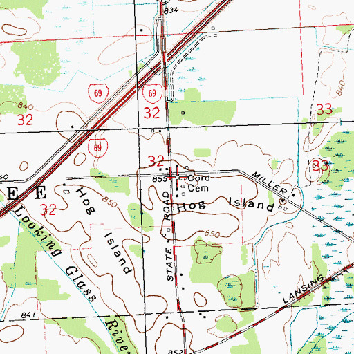 Topographic Map of Cord Cemetery, MI