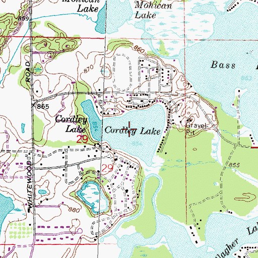 Topographic Map of Cordley Lake, MI