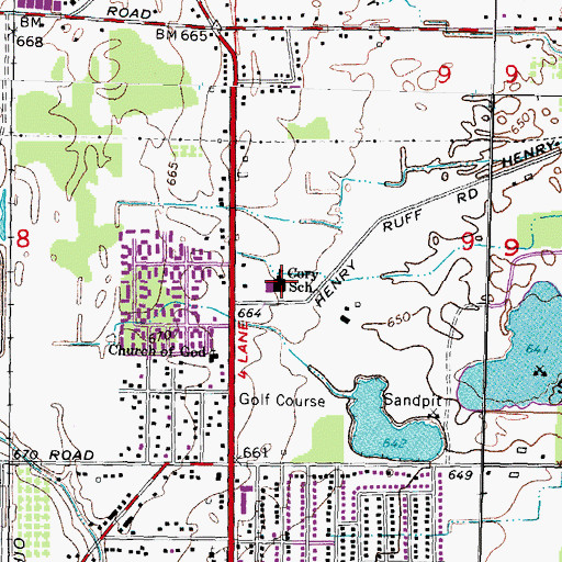 Topographic Map of Corey School, MI
