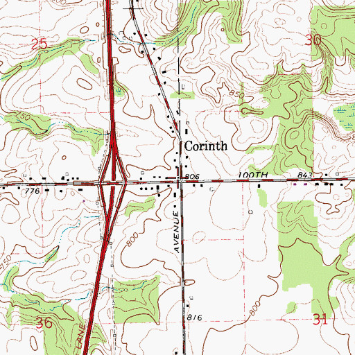 Topographic Map of Corinth, MI