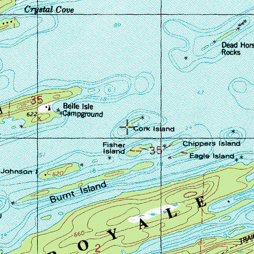 Topographic Map of Cork Island, MI