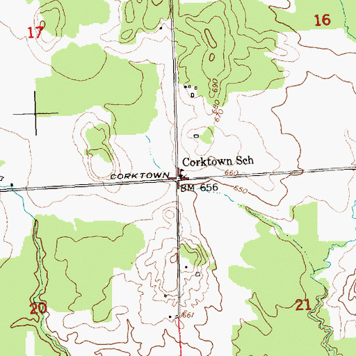 Topographic Map of Corktown School, MI