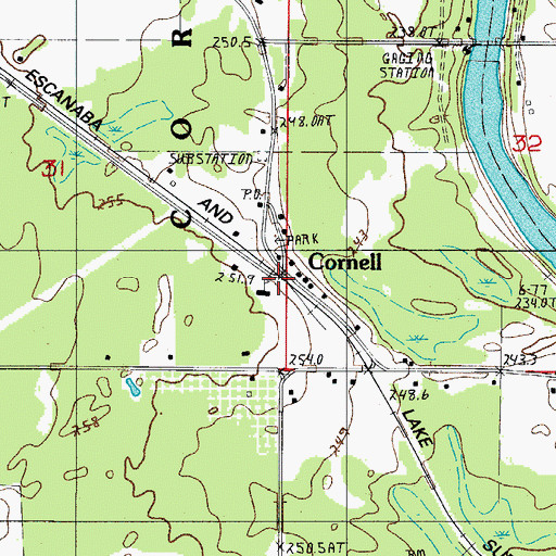 Topographic Map of Cornell, MI