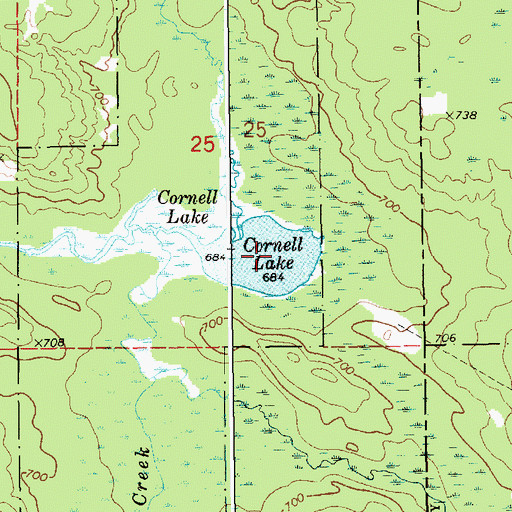 Topographic Map of Cornell Lake, MI