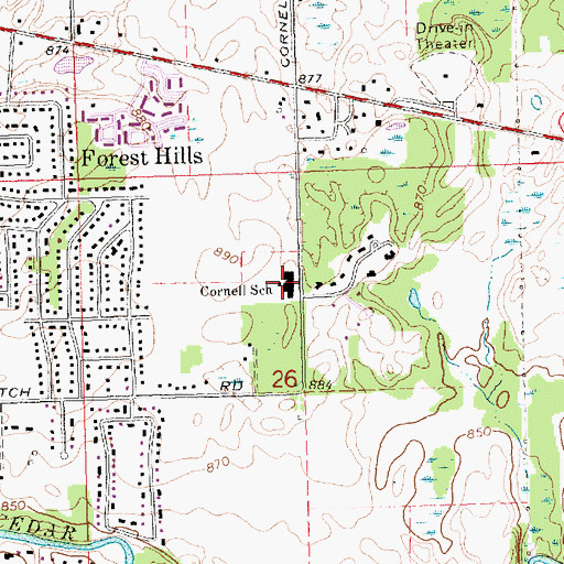 Topographic Map of Cornell Elementary School, MI