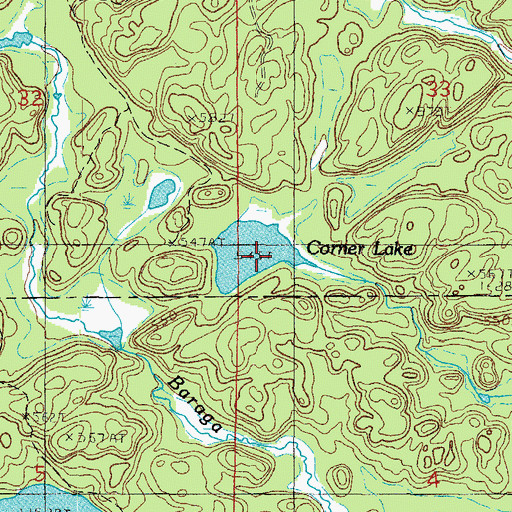 Topographic Map of Corner Lake, MI