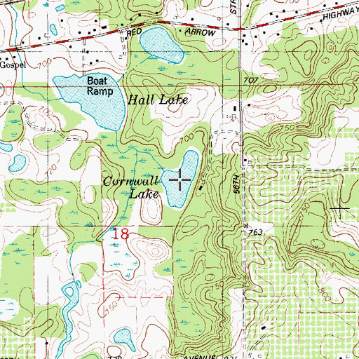 Topographic Map of Cornwall Lake, MI