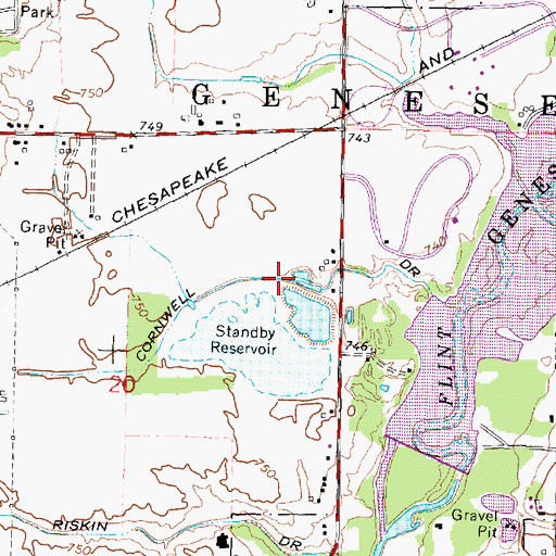 Topographic Map of Cornwell Drain, MI