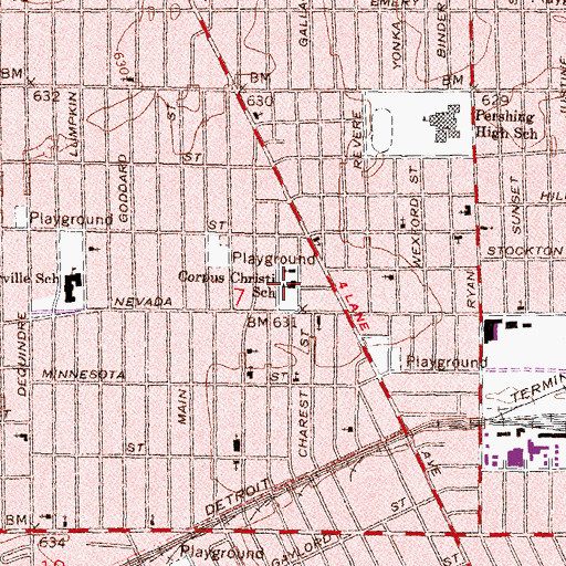 Topographic Map of Corpus Christi School, MI
