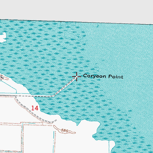 Topographic Map of Coryeon Point, MI