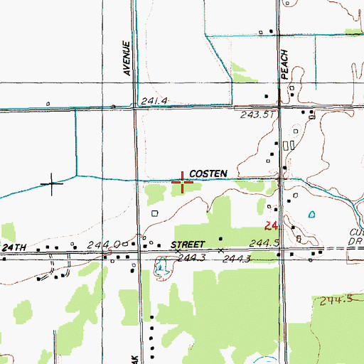 Topographic Map of Costen Drain, MI