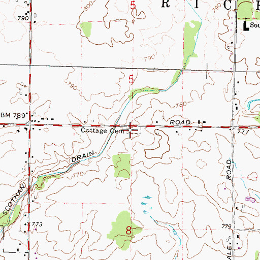 Topographic Map of Cottage Cemetery, MI