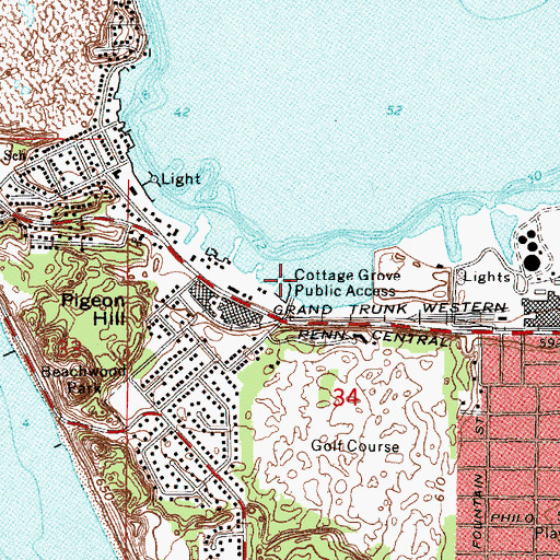 Topographic Map of Cottage Grove Public Access, MI