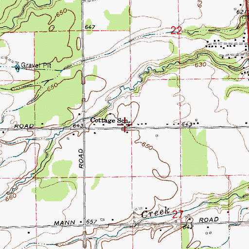 Topographic Map of Cottage School, MI